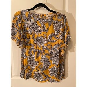 Loft Small ruffle sleeve blouse, patterned